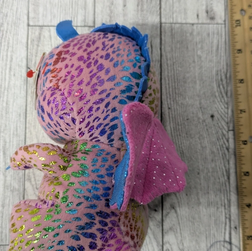 Ty Flint Sparkly Pink and Blue Dragon Plush
